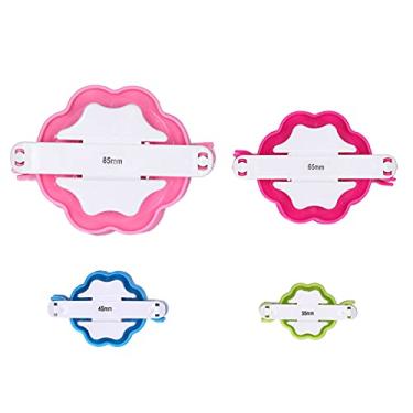 Imagem de Pilipane Kit de máquina de pompom, 4 tamanhos, ferramenta de tecelagem de bolas de pelúcia de plástico colorido para projetos de artesanato de tricô de fios de lã, decoração de casa