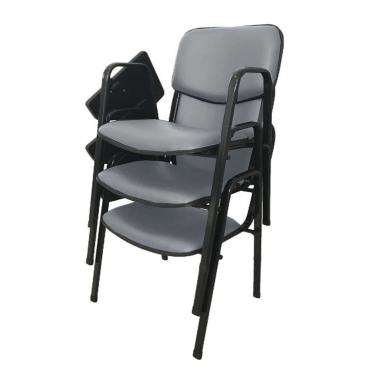 Imagem de 03 Cadeiras Escolar Universitária Linha Hotel Auditório Cinza
