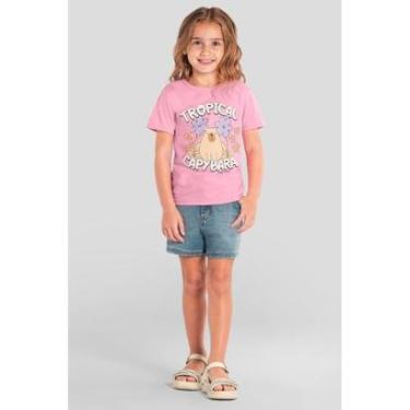 Imagem de Blusa infantil menina florida de capivara em puff Brandili-Feminino