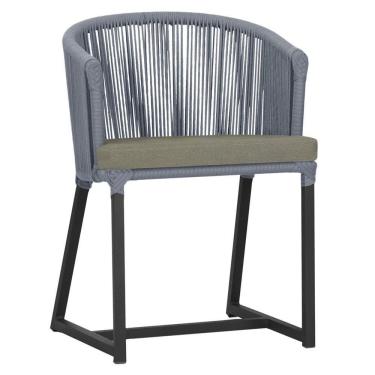 Imagem de Cadeira De Jantar Noronha Alumínio Preta E8 Trama  Prata