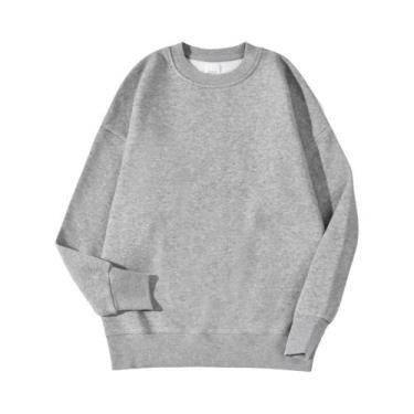 Imagem de Moletom Feminino Oversize De Fleece Quente E Macio Com Gola Redonda, C