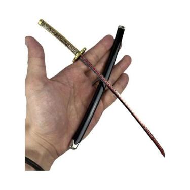 Imagem de Mini Katana Tanjurou De 10 Polegadas, Espada De Metal Demon Slayer, Sa