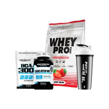 Imagem de Kit Body Nutry Whey Pro Max 900g Chocolate Morango ou Baunilha Creatin