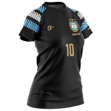 Imagem de Camiseta Baby Look Filtro UV Argentina Preto Tri Campeã-Feminino