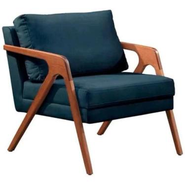 Imagem de Poltrona Decorativa Mona Luxo Base De Madeira Maciça Sala Recepção Vel