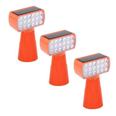 Imagem de Sinalizador Solar Viario Kit 3 Duas Cores Cone Alerta Seguranca Noturna Obra Rodovia Alerta Emergencia Estrada Avenida Transito