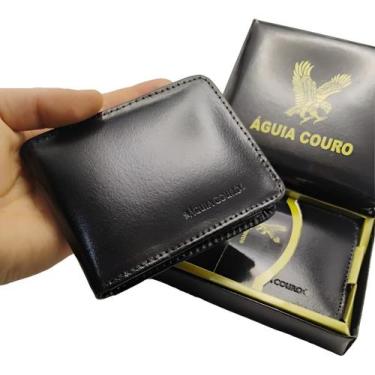 Imagem de Carteira Masculina Couro Legítimo Macio Com Porta Cartão Moedas RG CIN