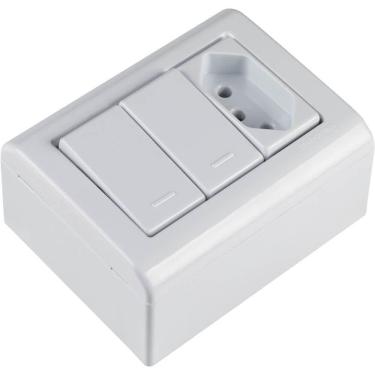 Imagem de Caixa de Sobrepor com 2 Interruptores Simples E 1 Tomada 2p+t de 10 Ampères E 250 Volts Lizflex Bran