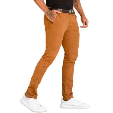 Imagem de Calça Sarja Social Masculina Bolso Embutido Slim - Mitchelgutto, Caram