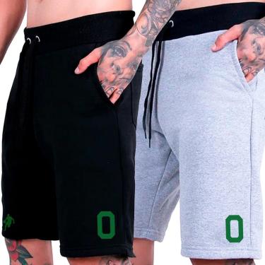 Imagem de Kit 2 Bermudas Moletom Esportivo Americano Shorts Basquete Futebol Plus Size-Masculino