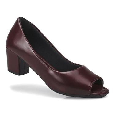 Imagem de Scarpin Feminino Sapato Salto Grosso Bico Quadrado Confortável Cor:Car