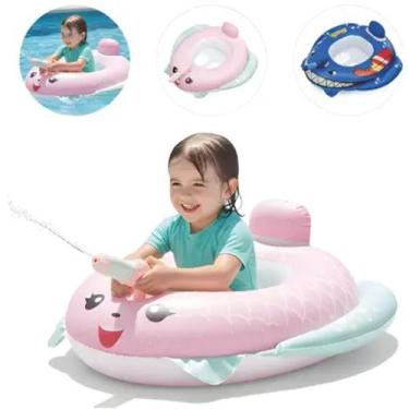 Imagem de Boia Infantil Assento de Perninhas e Lançador Água Kids Fun Tubarão Ro