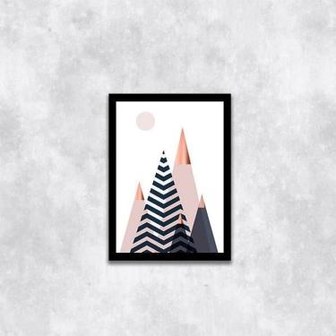 Imagem de Quadro Montanhas Geométricas 45X34Cm Com Vidro Moldura Preta