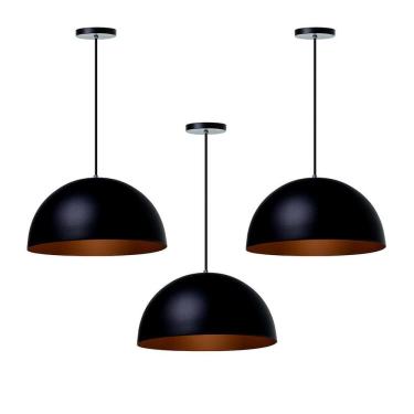 Imagem de Kit 3 Lustres Pendentes Meia Lua Preto 40 Cm