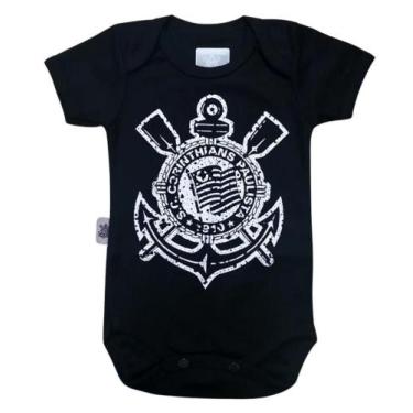 Imagem de Body Bebê Corinthians Preto Escudo Oficial, M