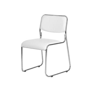 Imagem de Cadeira Escritório Interlocutor Dakar Branca Base Fixa Cromada Branco 