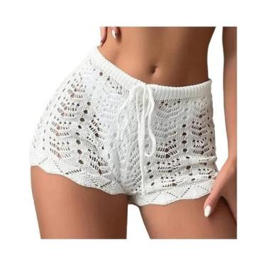 Imagem de Biquíni de malha com cintura aberta e cordão oco bloqueado shorts femi