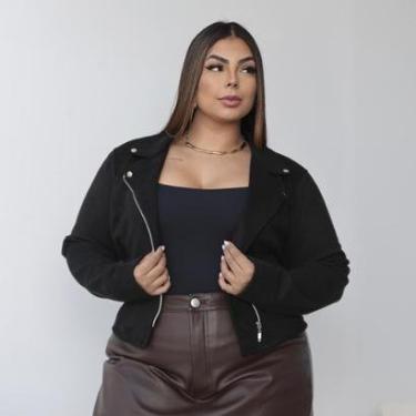 Imagem de Jaqueta Feminina Suede Plus Size G1 G2 G3 Camurça Feminina Estilosa Donna Martins-Feminino