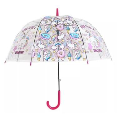 Imagem de Guarda Chuva Transparente Infantil Menina Chuva Unicórnio - Newumbrell
