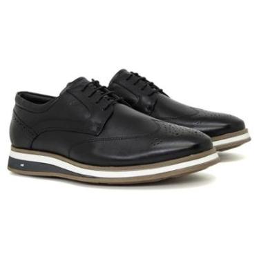 Imagem de Sapato Casual Masculino Jota Pe Air Navaggio Couro Nobre Legítimo com Cadarço Elástico Derby 84907-Masculino