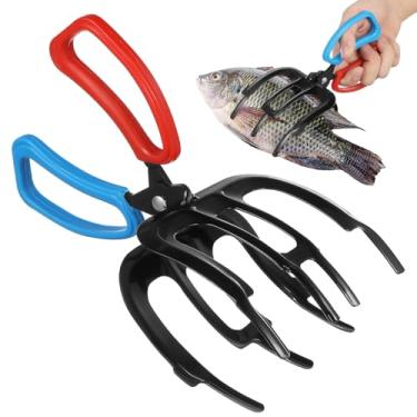 Imagem de Toyvian Pegador de peixe com 3 garras, alicate de pesca de metal, braçadeira de controle de peixe - Design de 3 dentes - Suporte portátil para garra de pesca para a maioria das águas doces