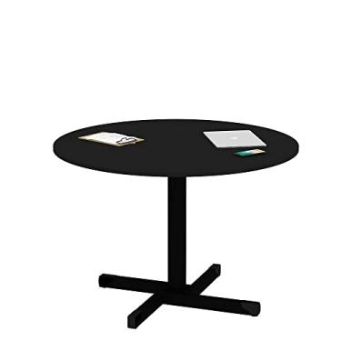Imagem de Mesa de Reunião Redonda Escritório Profissional 4 Pessoas Alta Resistência, Tampo MDP 1 Metro, Pé Metal Estrutura Reforçada para Sala de Reunião Corporativa Estrutura Reforçada