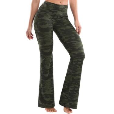 Imagem de Calças de ioga BUBBLELIME, cintura alta, bota, poliéster, verde, XL