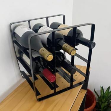 Imagem de Adega Minimalista: Suporte de Vinho Compacto para 9 Garrafas