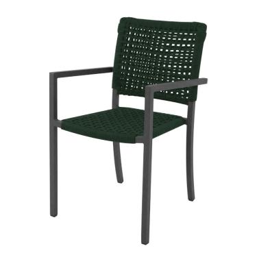 Imagem de Cadeira Marília Corda Náutica Base Em Alumínio Preto-verde Musgo