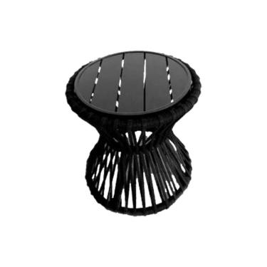 Imagem de Mesa De Centro Sol Em Corda Náutica E Base Em Alumínio Preta 50cm Preta