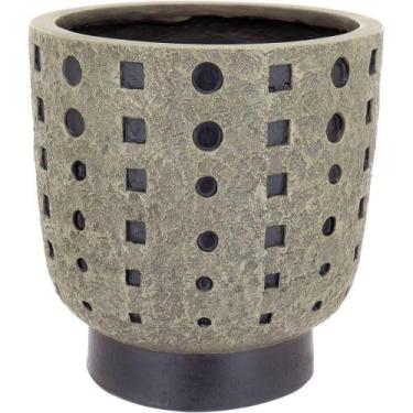 Imagem de Cachepô Resina 28x27x27cm Cinza Vaso Decorativo Enfeite Casa Planta - 