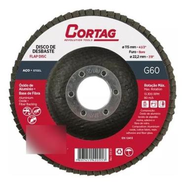 Imagem de Disco Flap Desbaste 115mm 4.1/2" G60 Cortag Alta Performance Profissio