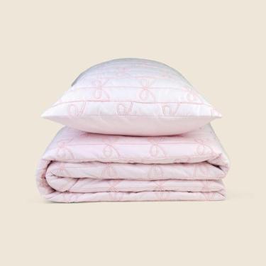 Imagem de Kit Colcha Bow Microfibra Rosa Casal - ABABY