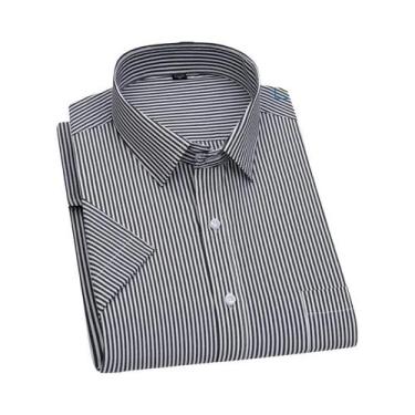 Imagem de Camisa De Algodão Slim Fit Masculina De Manga Curta Moda Casual Primav