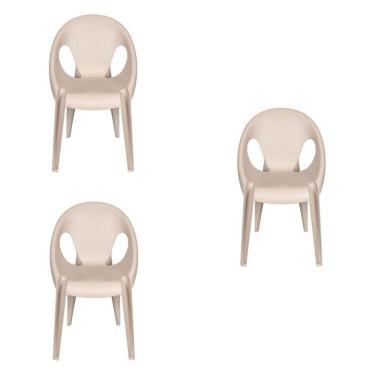 Imagem de Conjunto com 3 Cadeiras para Sala de Jantar Drop  Cinza