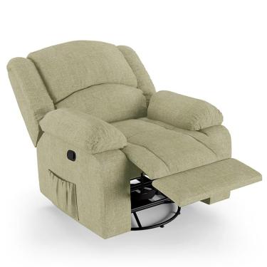 Imagem de Poltrona Do Papai Reclinável Pietra Glider Giratória Massagem Fh9 Linho Bege - Mpozenato