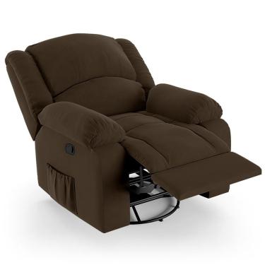 Imagem de Poltrona Do Papai Reclinável Pietra Glider Giratória Fh9 Veludo Marrom - Mpozenato