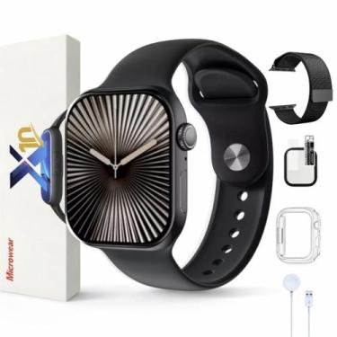 Imagem de Relógio Smartwatch S10 Series 10 Feminino Masculino Preto Pulseira Met