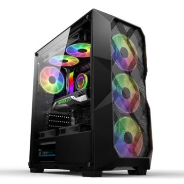 Imagem de Gabinete Gamer Hayom, Mid Tower, ATX, Matx, Mini-itx, Lateral Em Vidro Temperado, 3 Fans RGB, Mesh Frontal