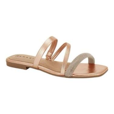 Imagem de Chinelo Ramarim 235224 Salto Baixo Bico Quadrado Brilhosa Feminino-Feminino