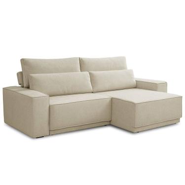 Imagem de Sofá 3 Lugares Retrátil Reclinável Para Sala de Estar 250cm Nicastro F04 Linho Creme -...