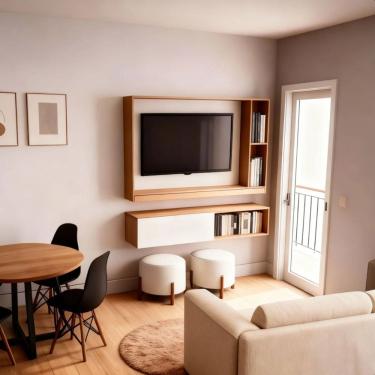 Imagem de Kit Painel para Tv até 32 Rack Suspenso com Nichos Estante Completa para Sala Moderna A...