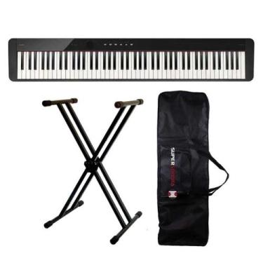 Imagem de Piano Digital Casio Privia PX-S1100 Preto + Suporte Duplo + Capa