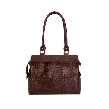 Imagem de Bolsa de ombro em couro croco Silvia -, Café