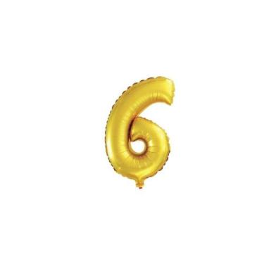 Imagem de Balão Dourado Número 6 - 28 Polegadas = 71cm - Gala SKU 11682