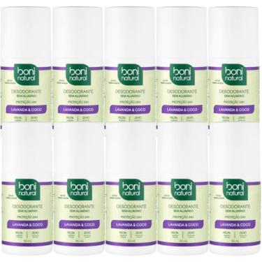 Imagem de Kit 10 Desodorante Boni Natural Roll-On Natural Coco E Magnésio Vegano Lavanda 24Hrs Proteção 55ml