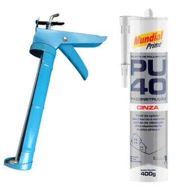 Imagem de Kit Pistola Aplicadora 9 Pol Aeroflex Azul com Selante PU40 Cinza para
