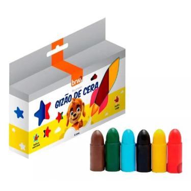 Imagem de Giz de cera escolar Jumbo 6 cores grande colorido Brw, 1