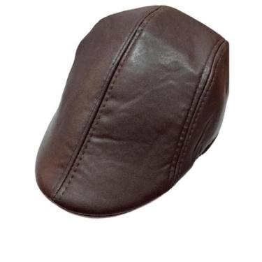 Imagem de Boina Estilo Italiano Masculina Lisa Marrom Outono Inverno Material Si