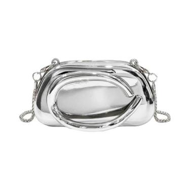Imagem de Bolsa Mini Clutch Com Fecho De Metal Dourado Para Mulheres, Bolsa De O